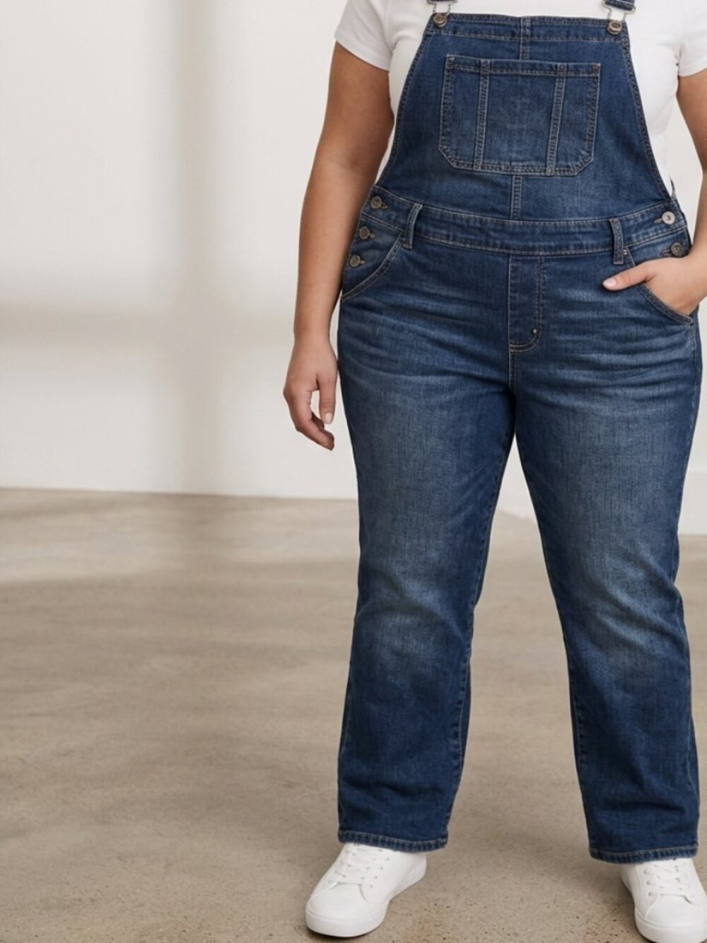 Torrid Denim Overalls Size 16 Medium Wash Soft Stretch Cotton